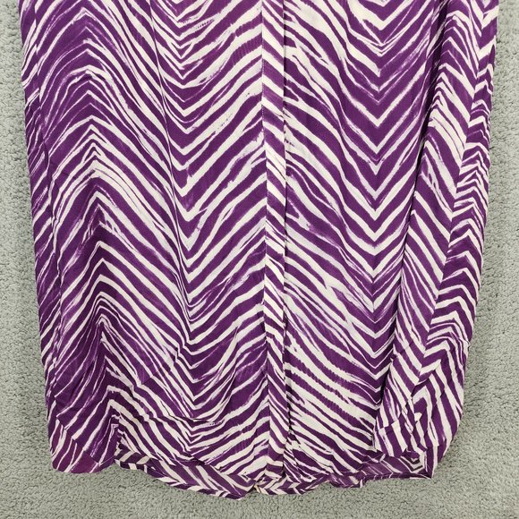 BCBGMAXAZRIA Tosha Women's Medium Purple/White Silk Chevron Button Up Mini Dress - Picture 8 of 13